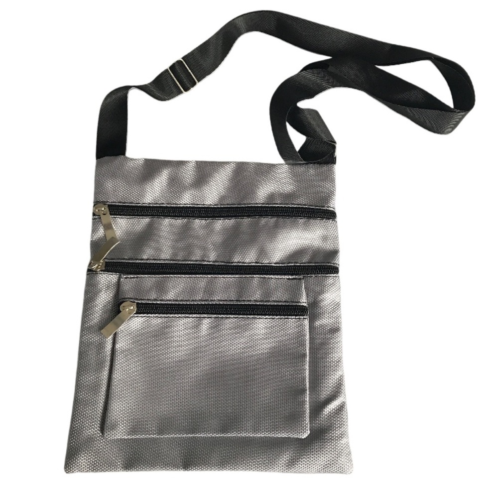 💕 Nylon Slim Profile Silver Crossbody Style Bag With Clear Pocket